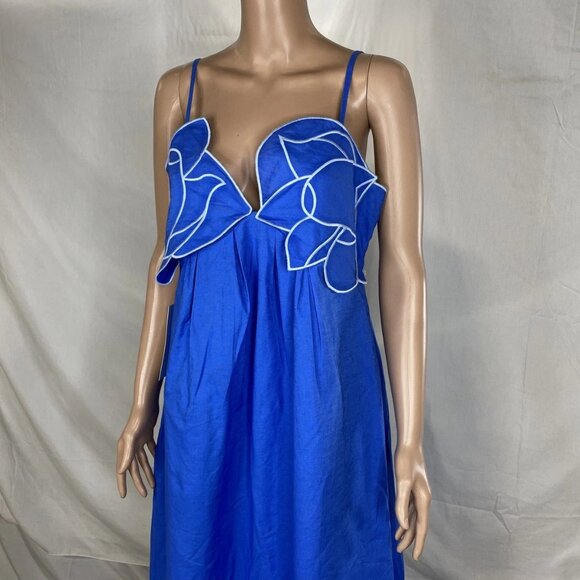 English Factory Women’s Iris Flower Appliqué Maxi Dress Size XXL Sea Blue - Picture 9 of 11